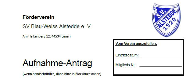 Anmeldeformular Foerderverein